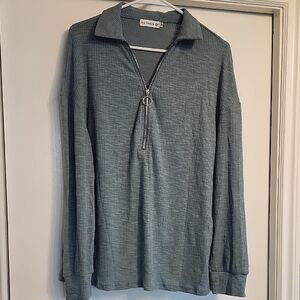 Women's Zip-Up Top in Teal By Elings